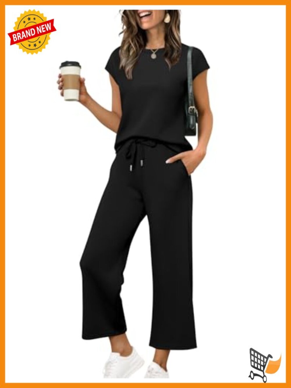 Sampeel Two Piece Set Cap Sleeve Top Lounge Matching Pant Set Women